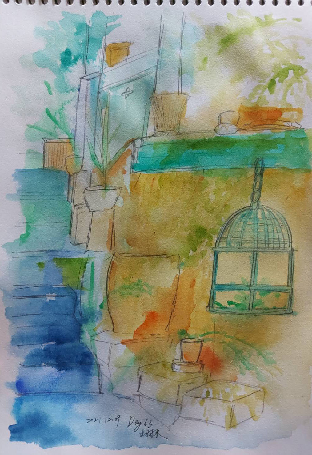 由羽禾 Day63速寫 樓梯的風景這是參考空罐王速寫影片2的風景圖 昨日開箱後 想到自己手繪很緩慢 Liker Social